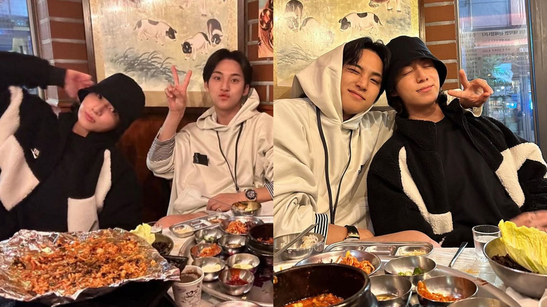 Jungkook dining out with 97-liners (Images via Instagram/@min9yu_k)